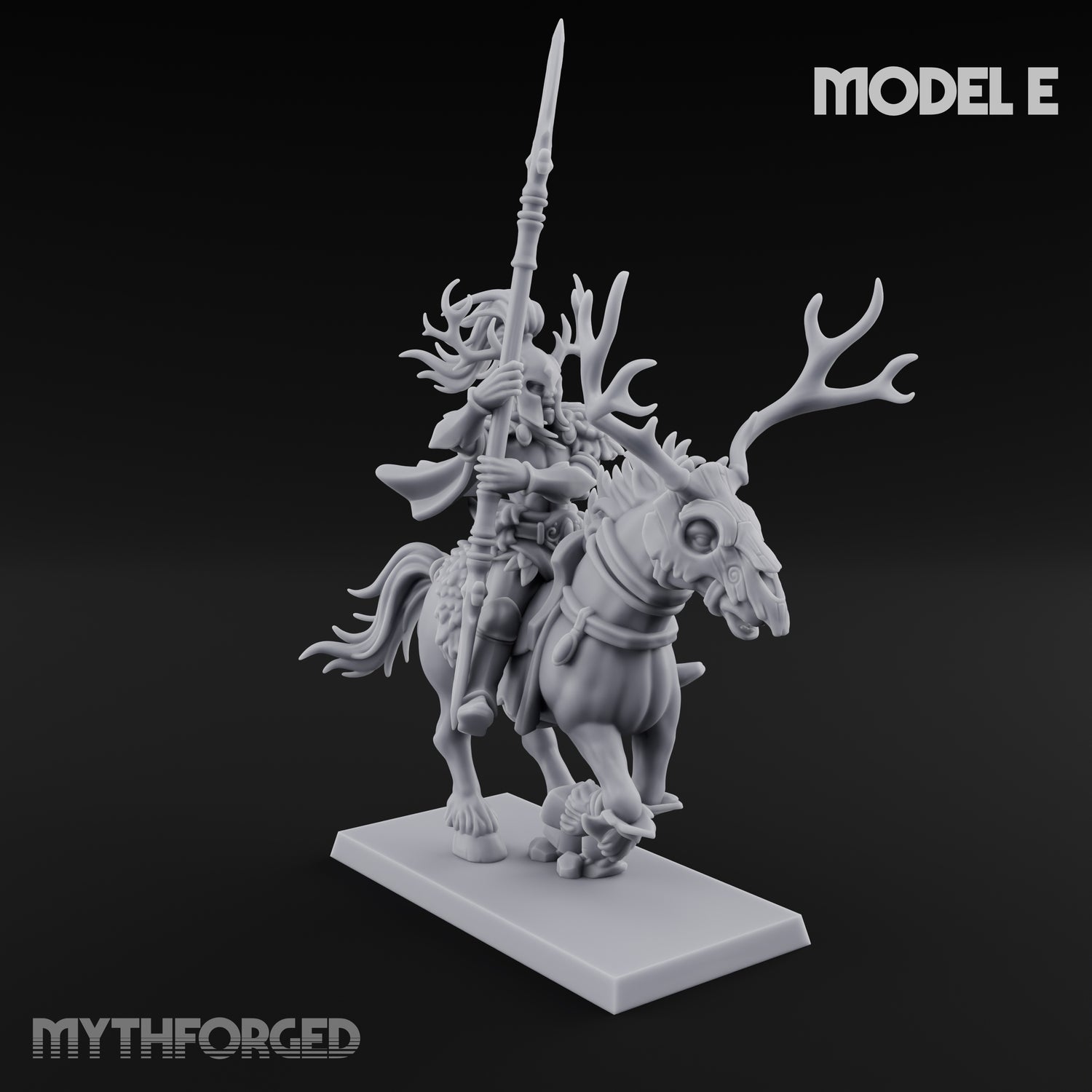 Antlered Cavalry Charging Wild Hunt Riders Miniature for Dungeons and Dragons, Pathfinder or other TTRPGs