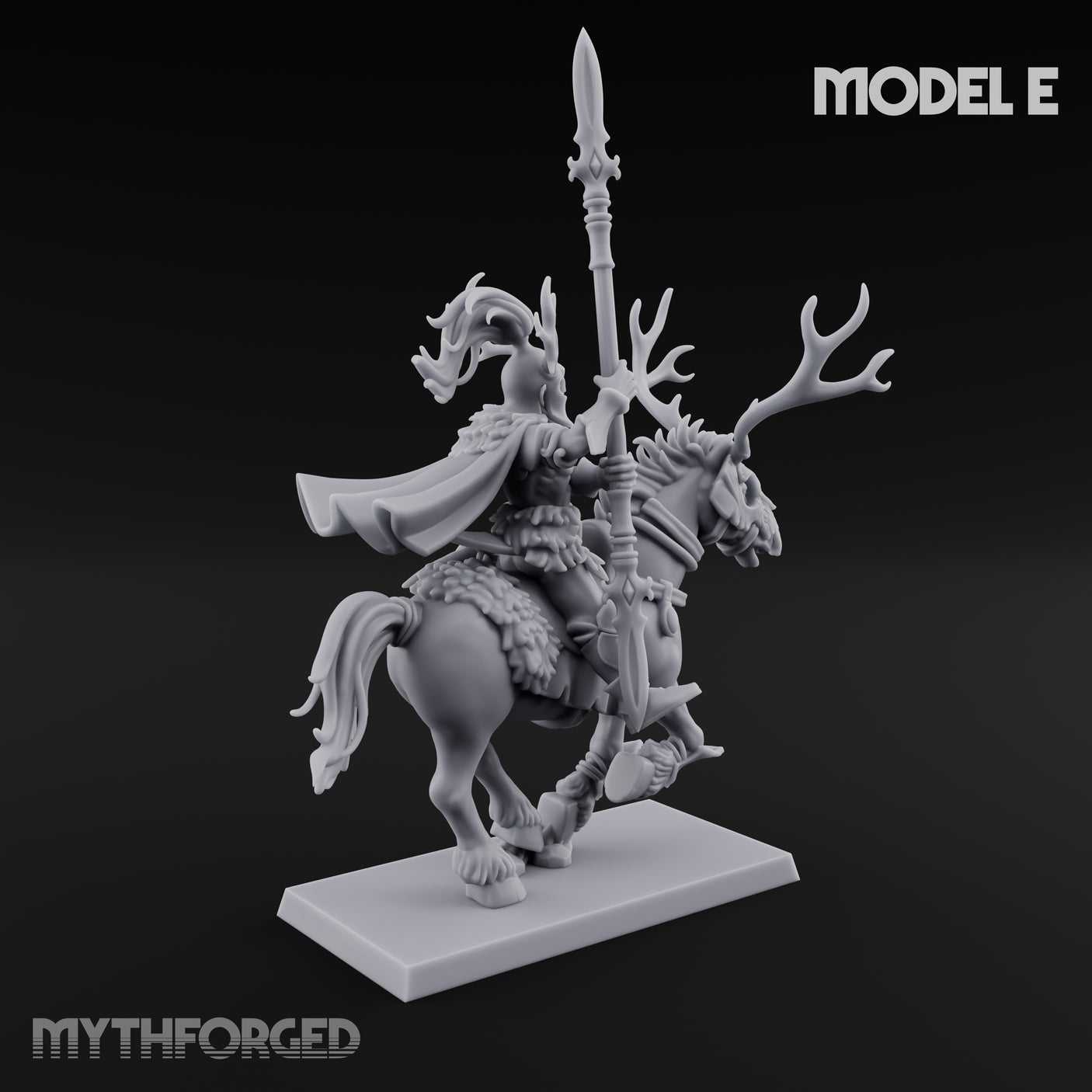 Antlered Cavalry Charging Wild Hunt Rider E Miniature for Dungeons and Dragons, Pathfinder or other TTRPGs