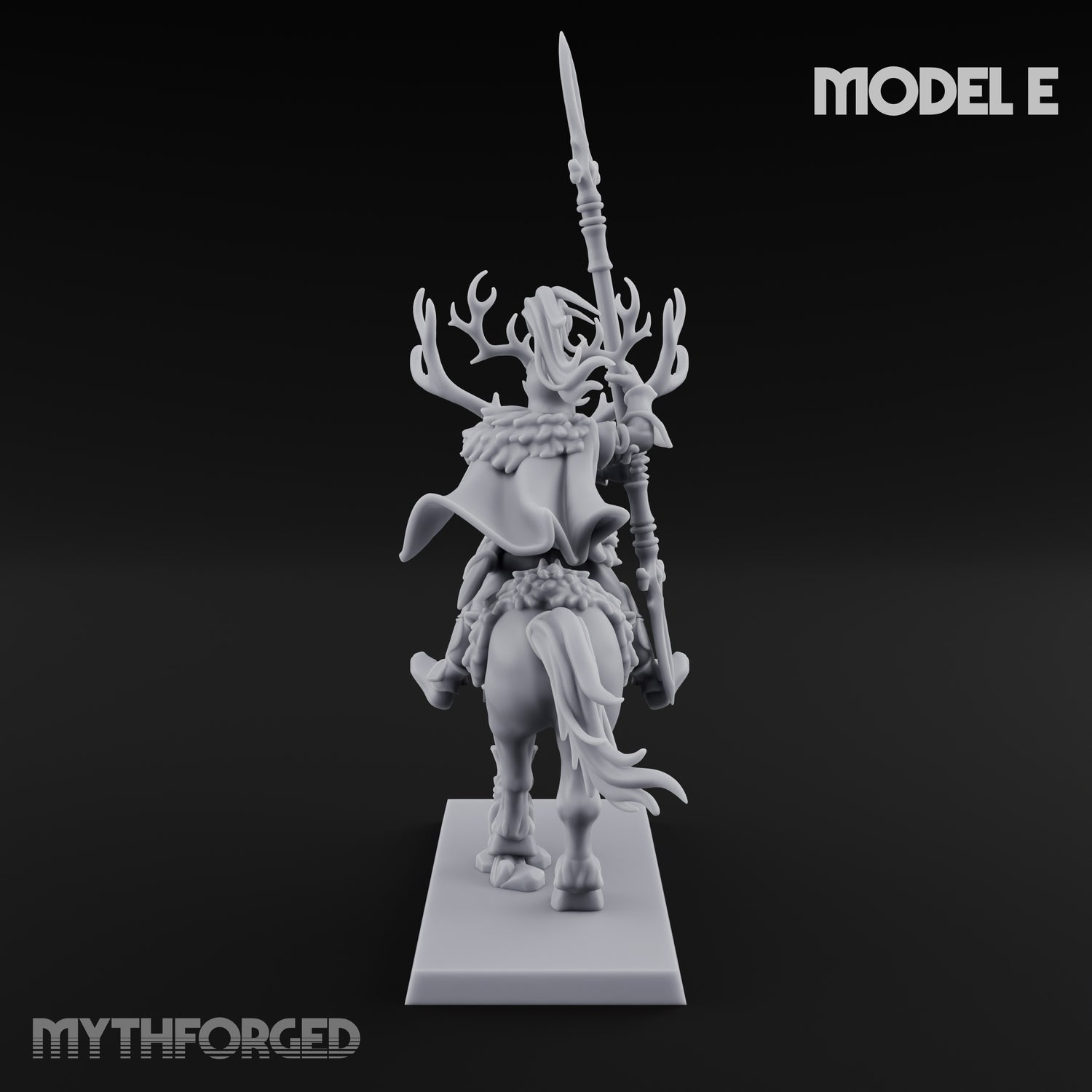 Antlered Cavalry Charging Wild Hunt Rider E Miniature for Dungeons and Dragons, Pathfinder or other TTRPGs