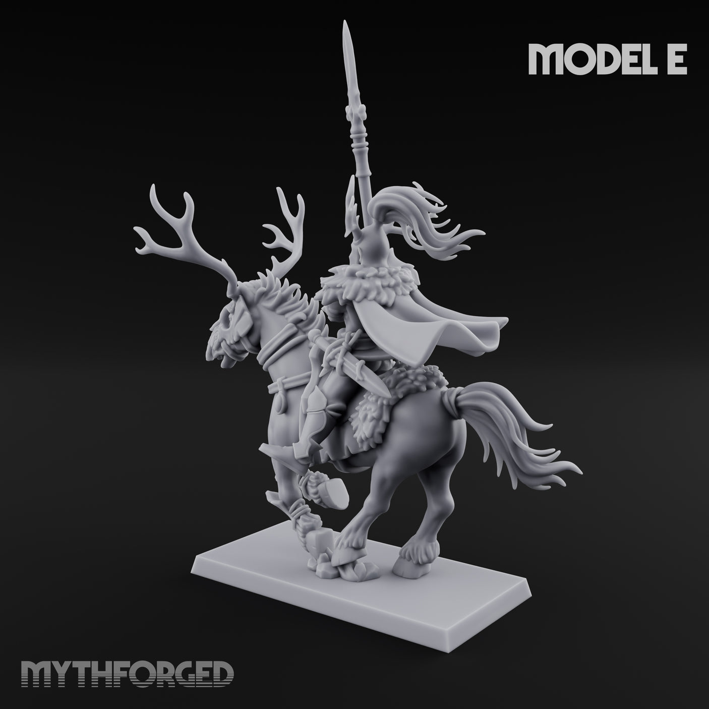 Antlered Cavalry Charging Wild Hunt Rider E Miniature for Dungeons and Dragons, Pathfinder or other TTRPGs