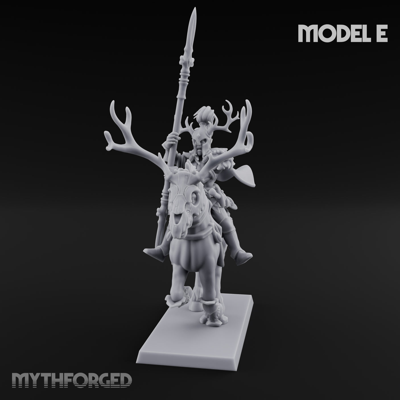 Antlered Cavalry Charging Wild Hunt Rider E Miniature for Dungeons and Dragons, Pathfinder or other TTRPGs