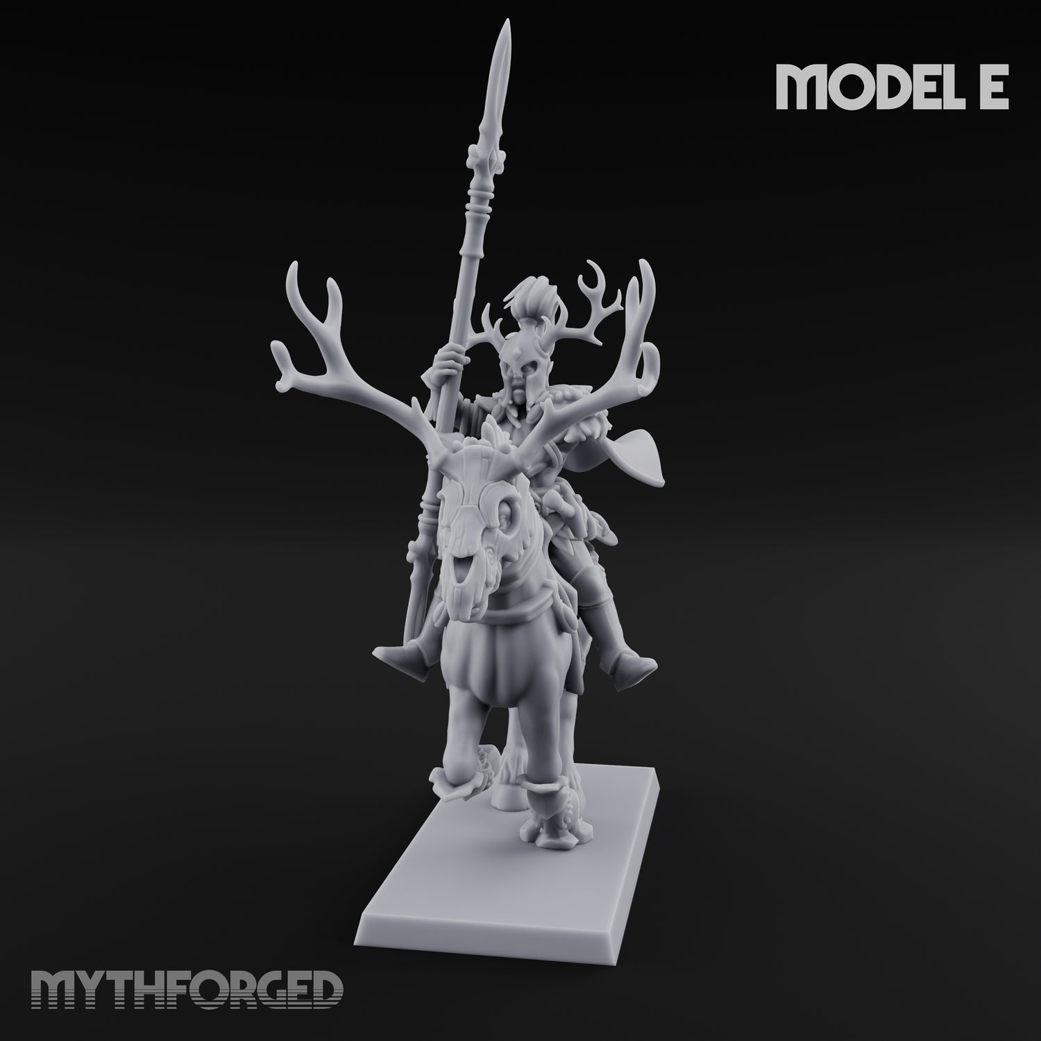 Antlered Cavalry Charging Wild Hunt Rider E Miniature for Dungeons and Dragons, Pathfinder or other TTRPGs