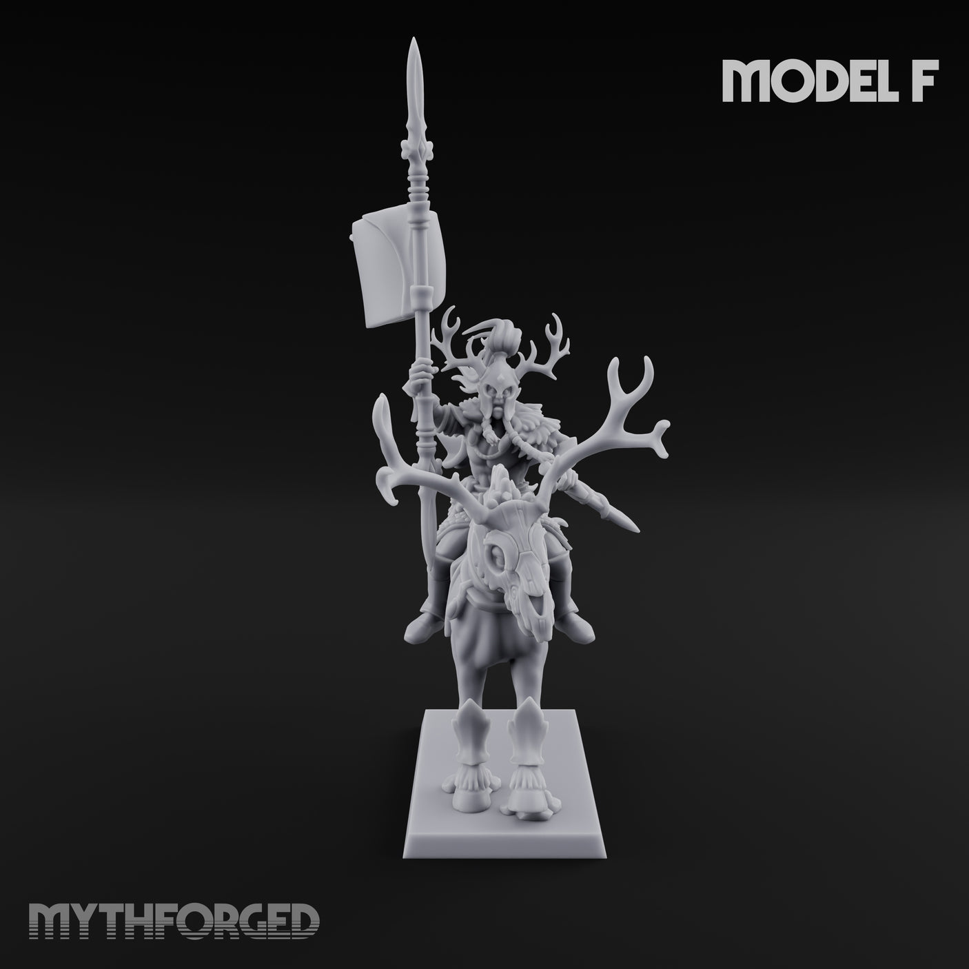 Antlered Cavalry Charging Wild Hunt Rider F Miniature for Dungeons and Dragons, Pathfinder or other TTRPGs