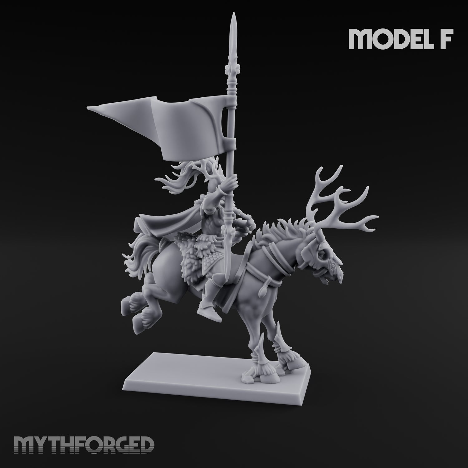 Antlered Cavalry Charging Wild Hunt Riders Miniature for Dungeons and Dragons, Pathfinder or other TTRPGs