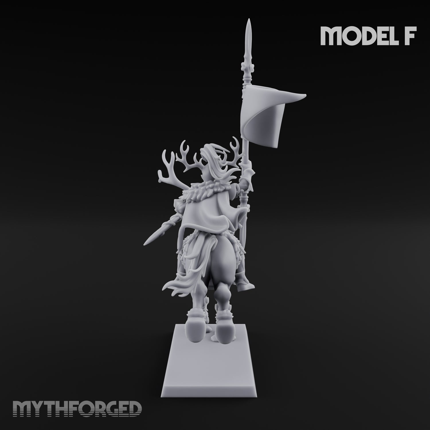 Antlered Cavalry Charging Wild Hunt Rider F Miniature for Dungeons and Dragons, Pathfinder or other TTRPGs