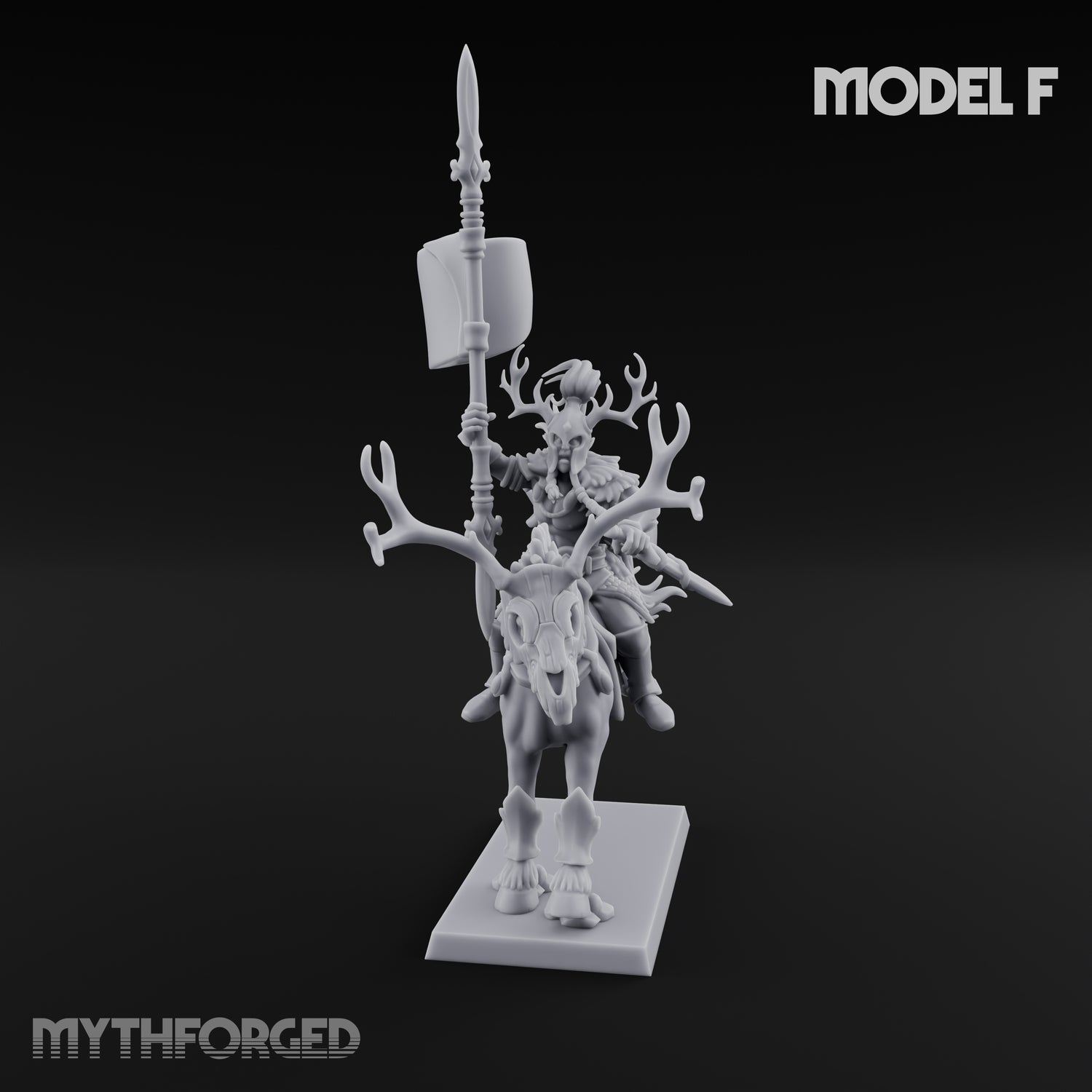 Antlered Cavalry Charging Wild Hunt Rider F Miniature for Dungeons and Dragons, Pathfinder or other TTRPGs