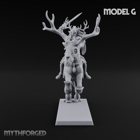 Antlered Cavalry Charging Wild Hunt Rider G Miniature for Dungeons and Dragons, Pathfinder or other TTRPGs
