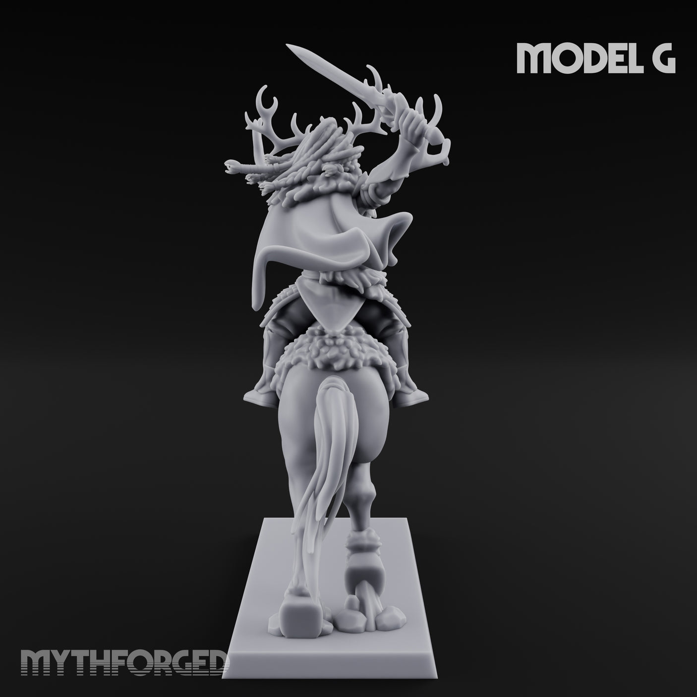 Antlered Cavalry Charging Wild Hunt Rider G Miniature for Dungeons and Dragons, Pathfinder or other TTRPGs