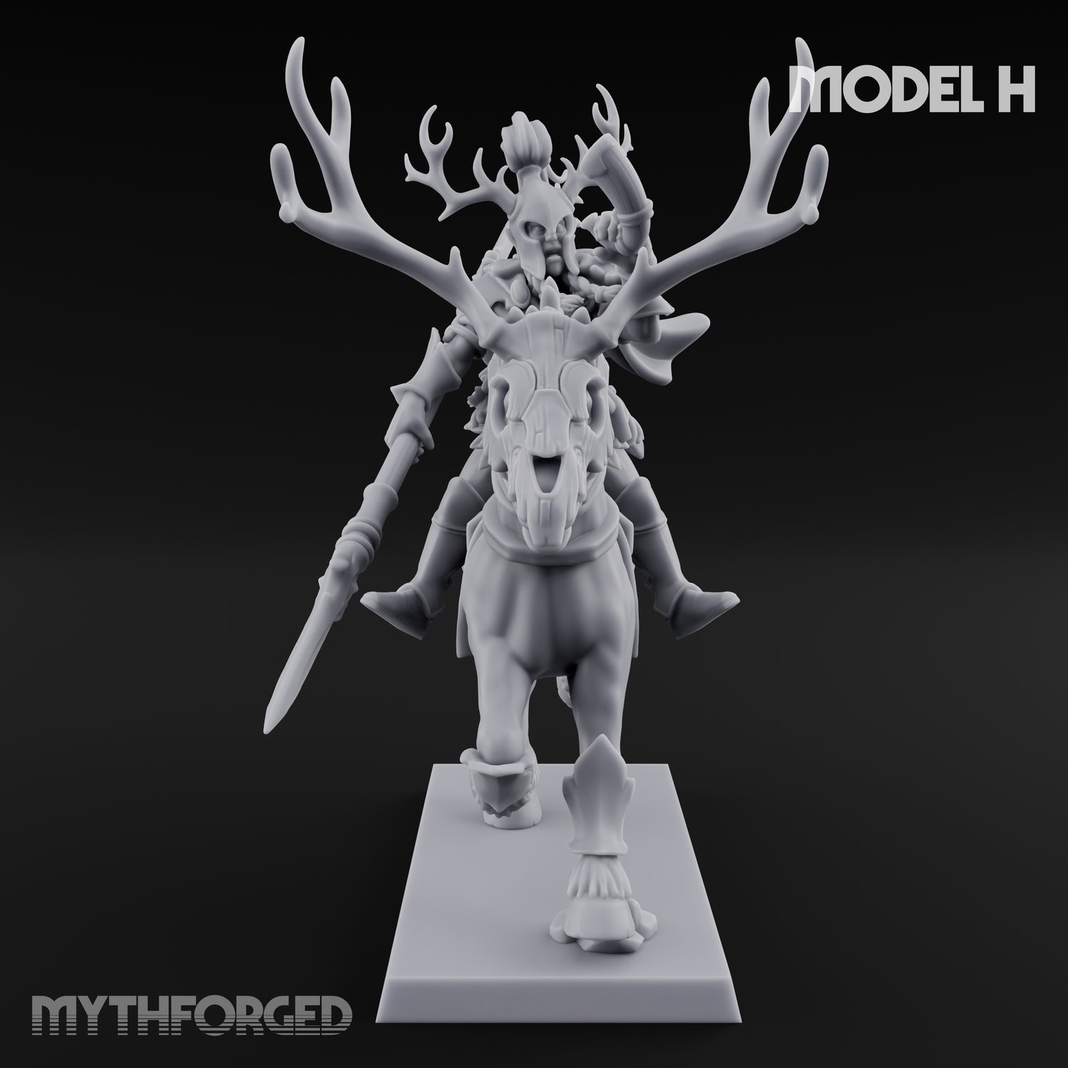 Antlered Cavalry Charging Wild Hunt Riders Miniature for Dungeons and Dragons, Pathfinder or other TTRPGs