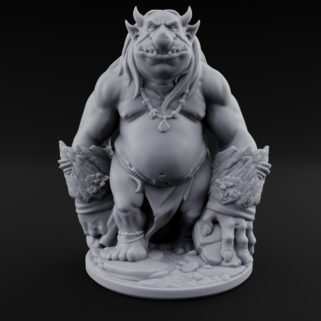 Log Lugging Troll Brute Miniature for Dungeons and Dragons, Pathfinder or other TTRPGs