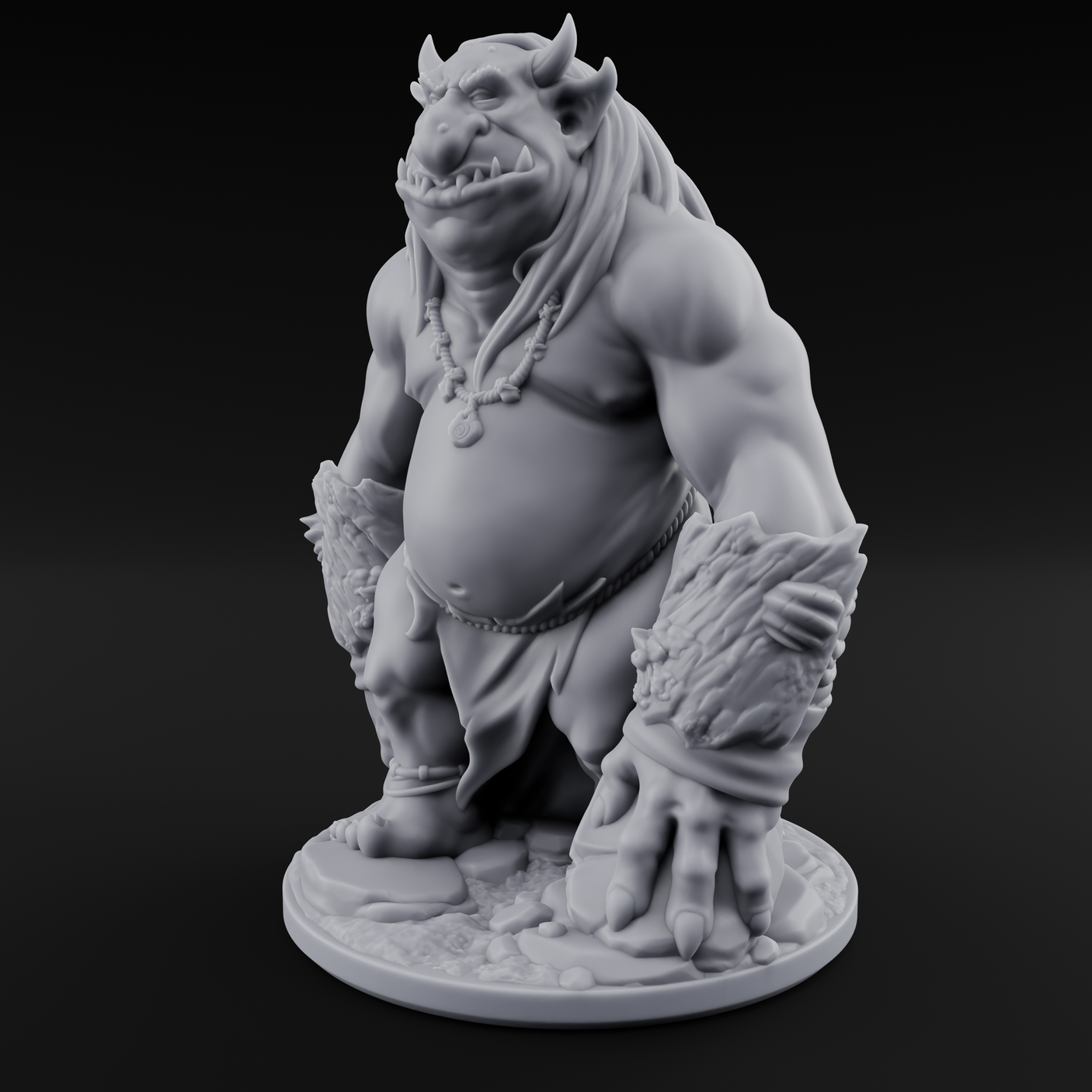 Log Lugging Troll Brute Miniature for Dungeons and Dragons, Pathfinder or other TTRPGs