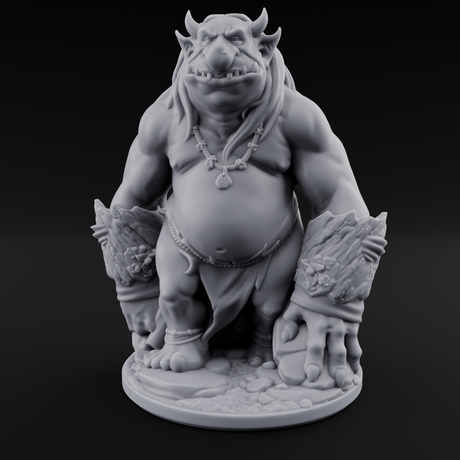 Log Lugging Troll Brute Miniature for Dungeons and Dragons, Pathfinder or other TTRPGs