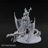 Crystal Throned Frost Queen Dragon Rider Miniature for Dungeons and Dragons, Pathfinder or other TTRPGs