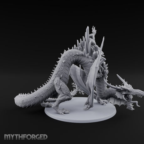 Crystal Throned Frost Queen Dragon Rider Miniature for Dungeons and Dragons, Pathfinder or other TTRPGs