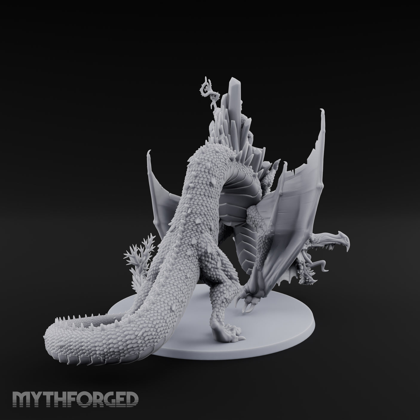 Crystal Throned Frost Queen Dragon Rider Miniature for Dungeons and Dragons, Pathfinder or other TTRPGs