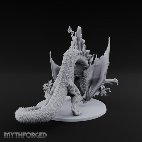 Crystal Throned Frost Queen Dragon Rider Miniature for Dungeons and Dragons, Pathfinder or other TTRPGs
