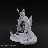 Crystal Throned Frost Queen Dragon Rider Miniature for Dungeons and Dragons, Pathfinder or other TTRPGs