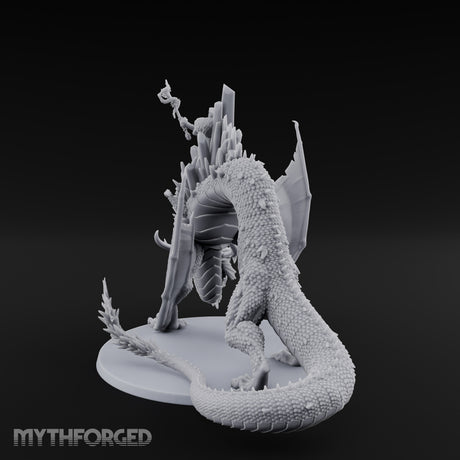 Crystal Throned Frost Queen Dragon Rider Miniature for Dungeons and Dragons, Pathfinder or other TTRPGs