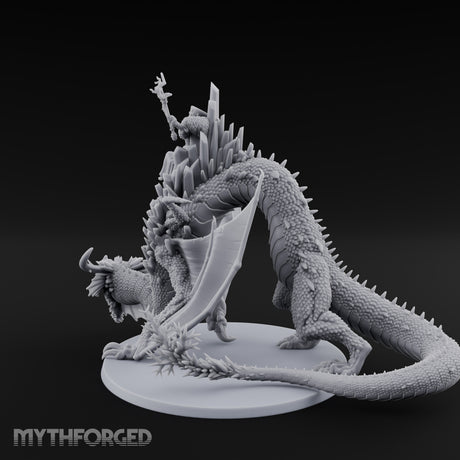 Crystal Throned Frost Queen Dragon Rider Miniature for Dungeons and Dragons, Pathfinder or other TTRPGs
