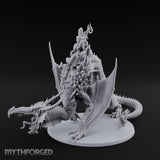 Crystal Throned Frost Queen Dragon Rider Miniature for Dungeons and Dragons, Pathfinder or other TTRPGs