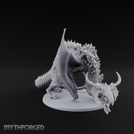 Crystal Spined Crouching Crystal Dragon Miniature for Dungeons and Dragons, Pathfinder or other TTRPGs