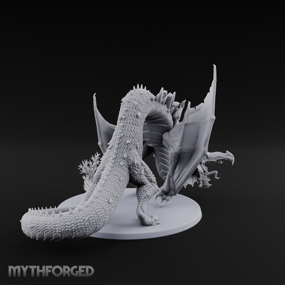 Crystal Spined Crouching Crystal Dragon Miniature for Dungeons and Dragons, Pathfinder or other TTRPGs