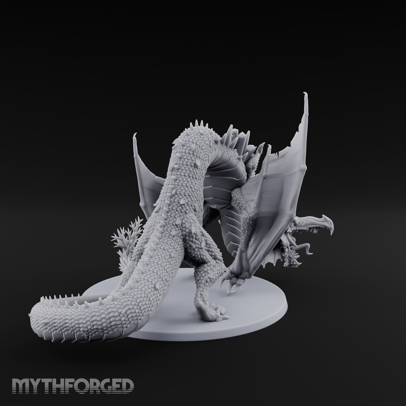 Crystal Spined Crouching Crystal Dragon Miniature for Dungeons and Dragons, Pathfinder or other TTRPGs