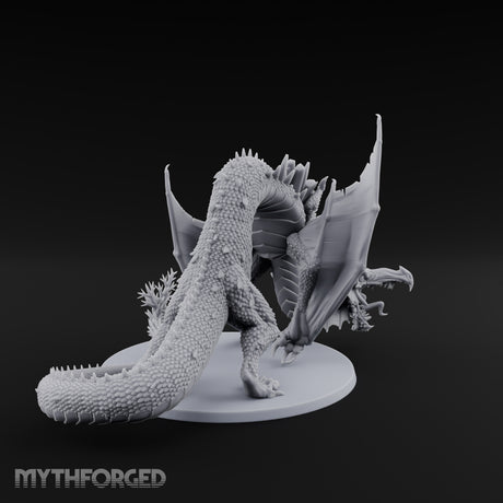 Crystal Spined Crouching Crystal Dragon Miniature for Dungeons and Dragons, Pathfinder or other TTRPGs