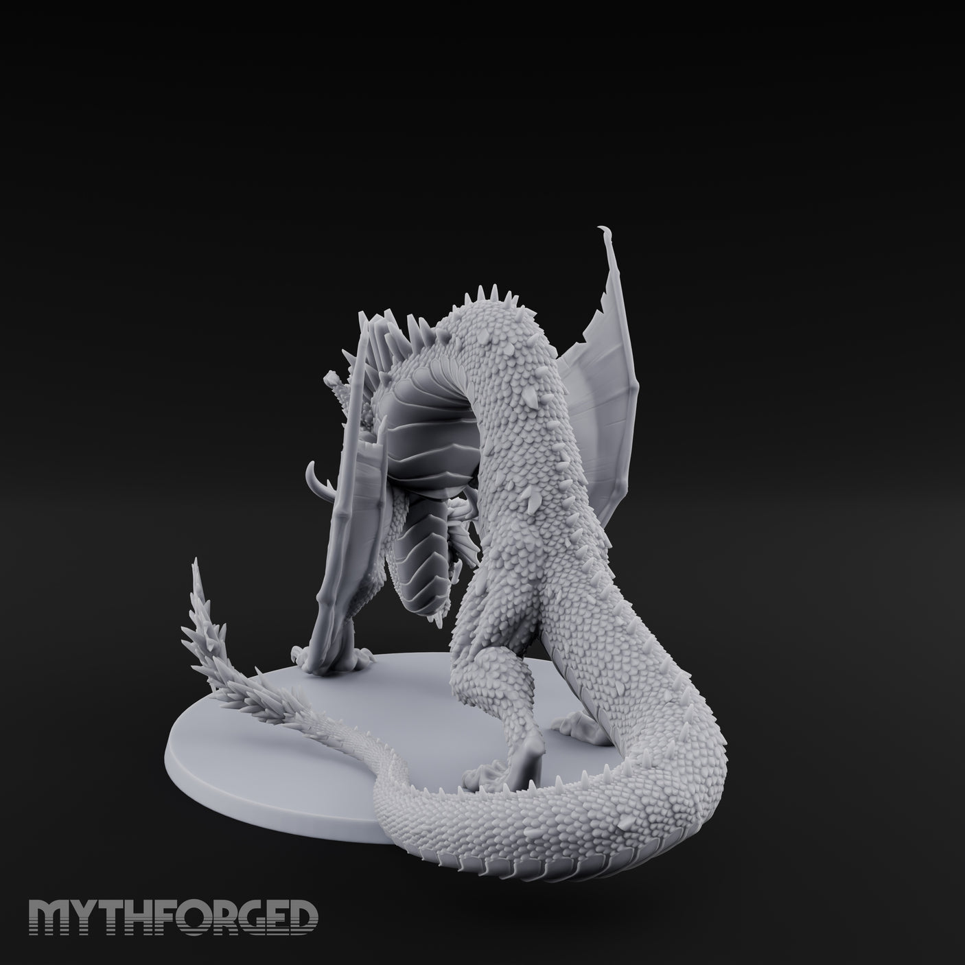Crystal Spined Crouching Crystal Dragon Miniature for Dungeons and Dragons, Pathfinder or other TTRPGs