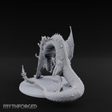 Crystal Spined Crouching Crystal Dragon Miniature for Dungeons and Dragons, Pathfinder or other TTRPGs