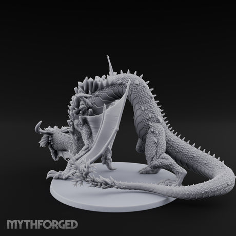 Crystal Spined Crouching Crystal Dragon Miniature for Dungeons and Dragons, Pathfinder or other TTRPGs