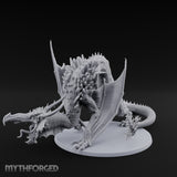 Crystal Spined Crouching Crystal Dragon Miniature for Dungeons and Dragons, Pathfinder or other TTRPGs