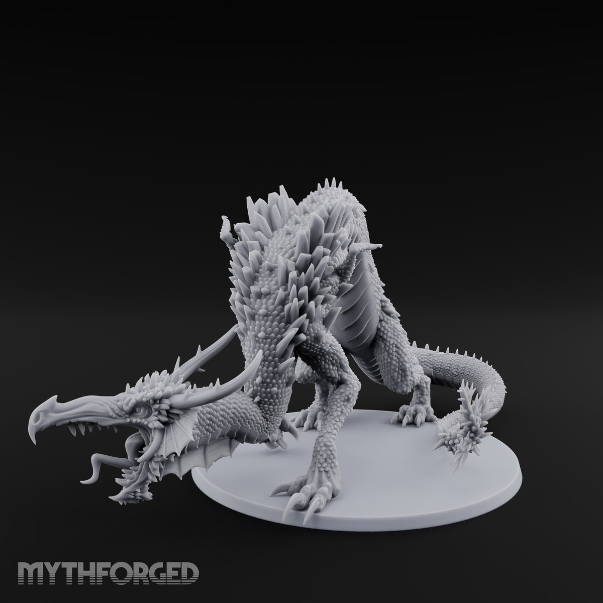 Crystal Spined Crouching Crystal Dragon Miniature for Dungeons and Dragons, Pathfinder or other TTRPGs