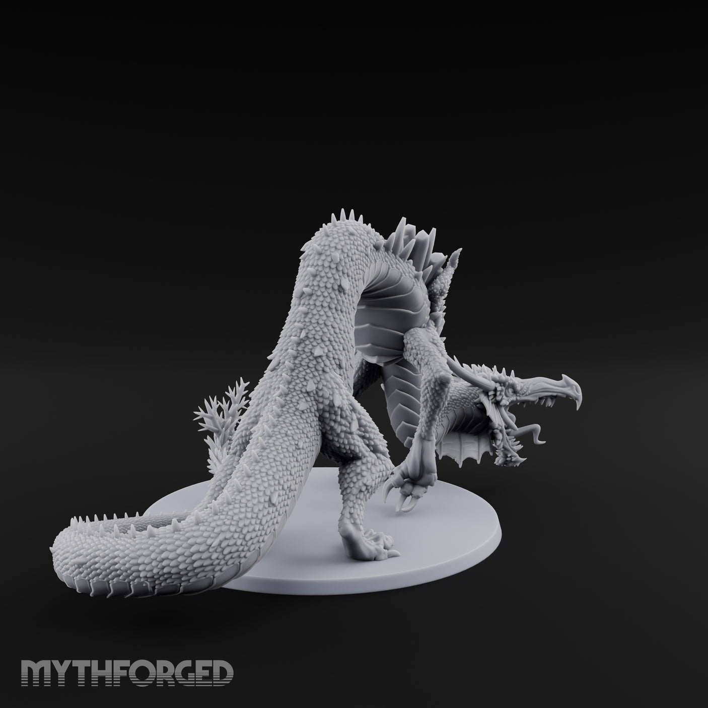 Crystal Spined Crouching Crystal Dragon Miniature for Dungeons and Dragons, Pathfinder or other TTRPGs
