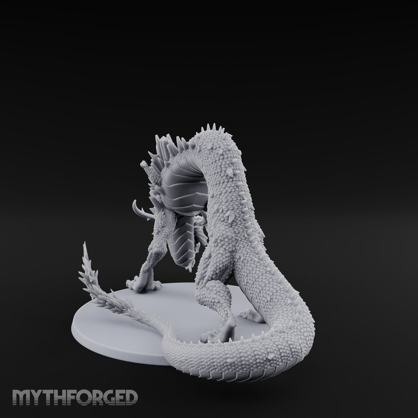 Crystal Spined Crouching Crystal Dragon Miniature for Dungeons and Dragons, Pathfinder or other TTRPGs