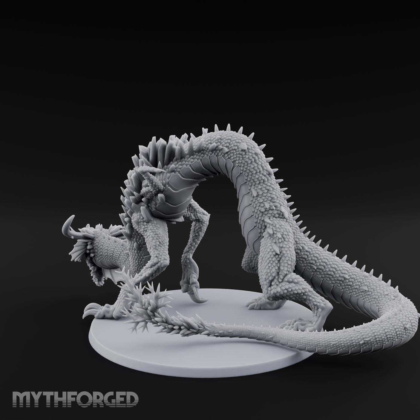 Crystal Spined Crouching Crystal Dragon Miniature for Dungeons and Dragons, Pathfinder or other TTRPGs