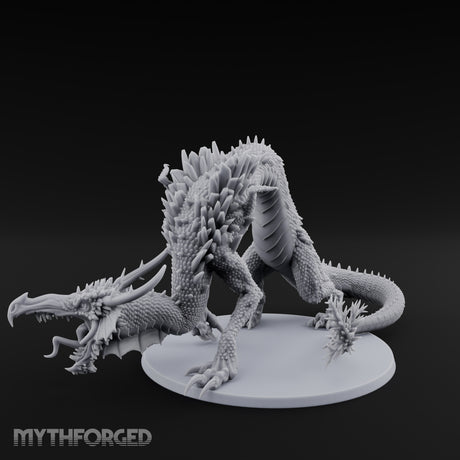 Crystal Spined Crouching Crystal Dragon Miniature for Dungeons and Dragons, Pathfinder or other TTRPGs