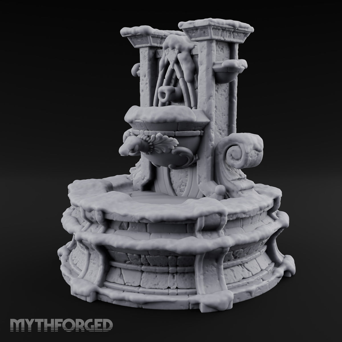 Drink Deep, Stone Is Patient Ornate Stone Fountain — Snow
