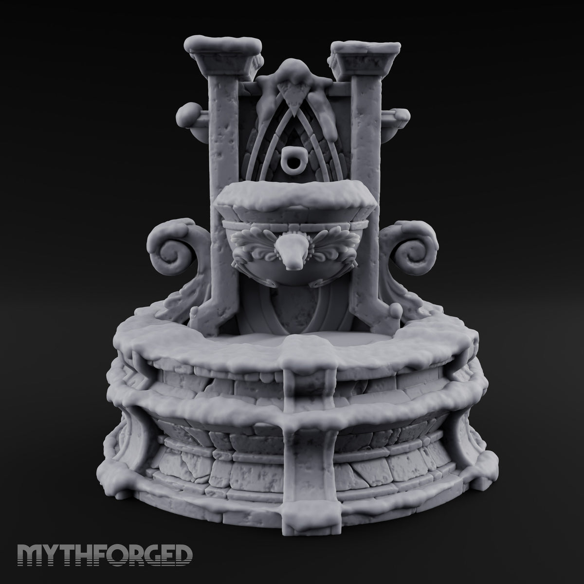 Drink Deep, Stone Is Patient Ornate Stone Fountain — Snow