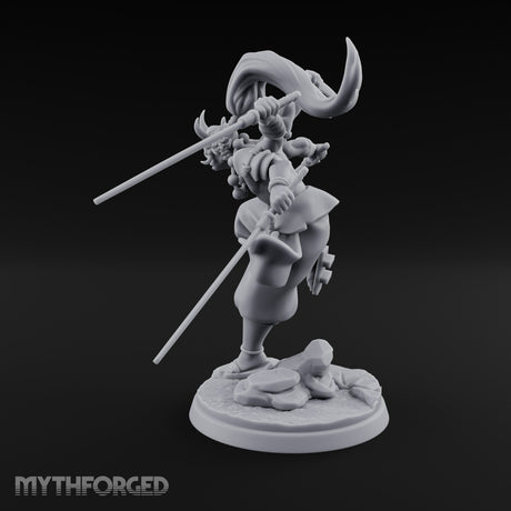 Four Blades Spinning Oni Bladedancer Miniature for Dungeons and Dragons, Pathfinder or other TTRPGs