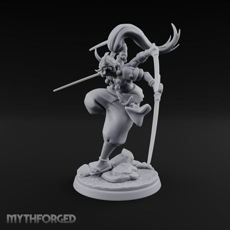 Four Blades Spinning Oni Bladedancer Miniature for Dungeons and Dragons, Pathfinder or other TTRPGs
