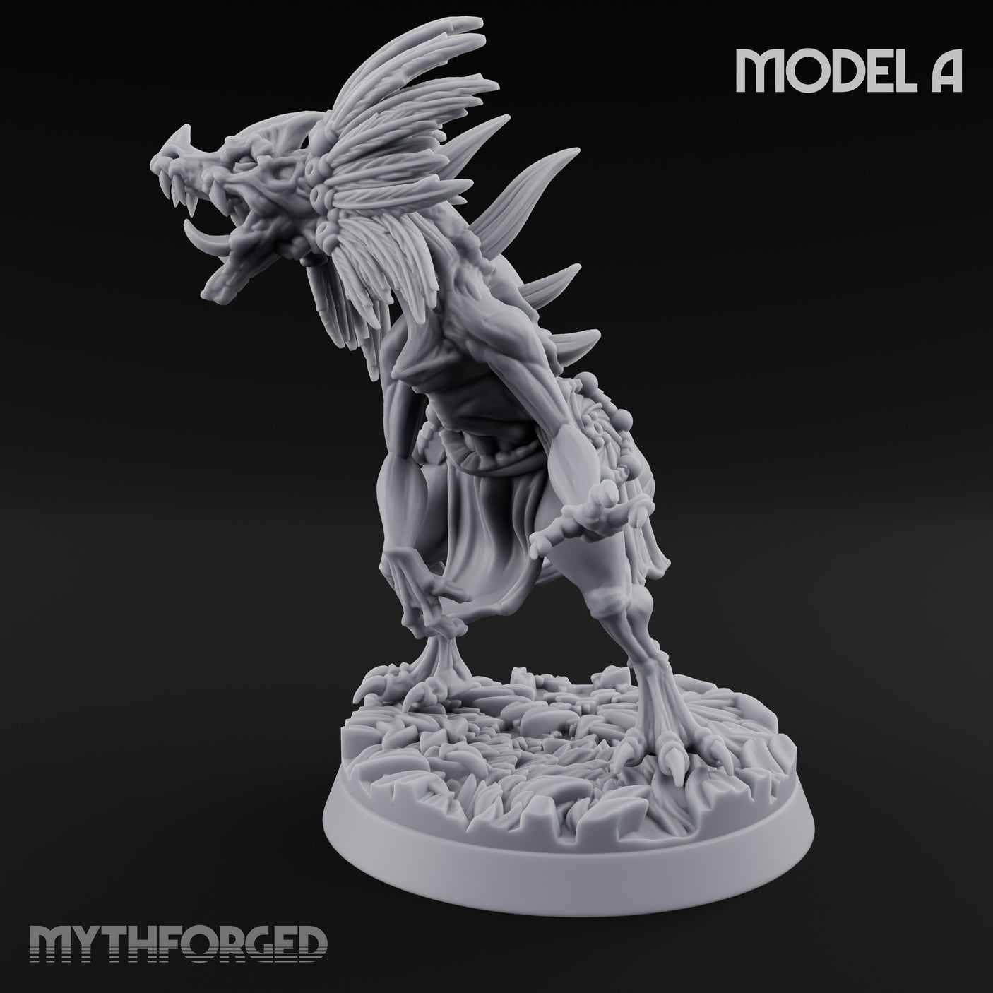 Frill Flaring Raptor Hunter A Miniature for Dungeons and Dragons, Pathfinder or other TTRPGs