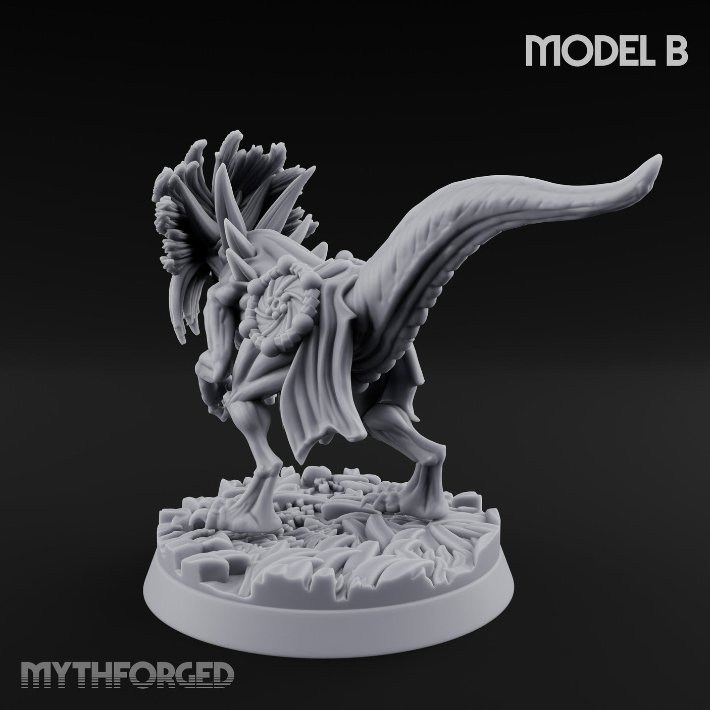 Frill Flaring Raptor Hunter B Miniature for Dungeons and Dragons, Pathfinder or other TTRPGs