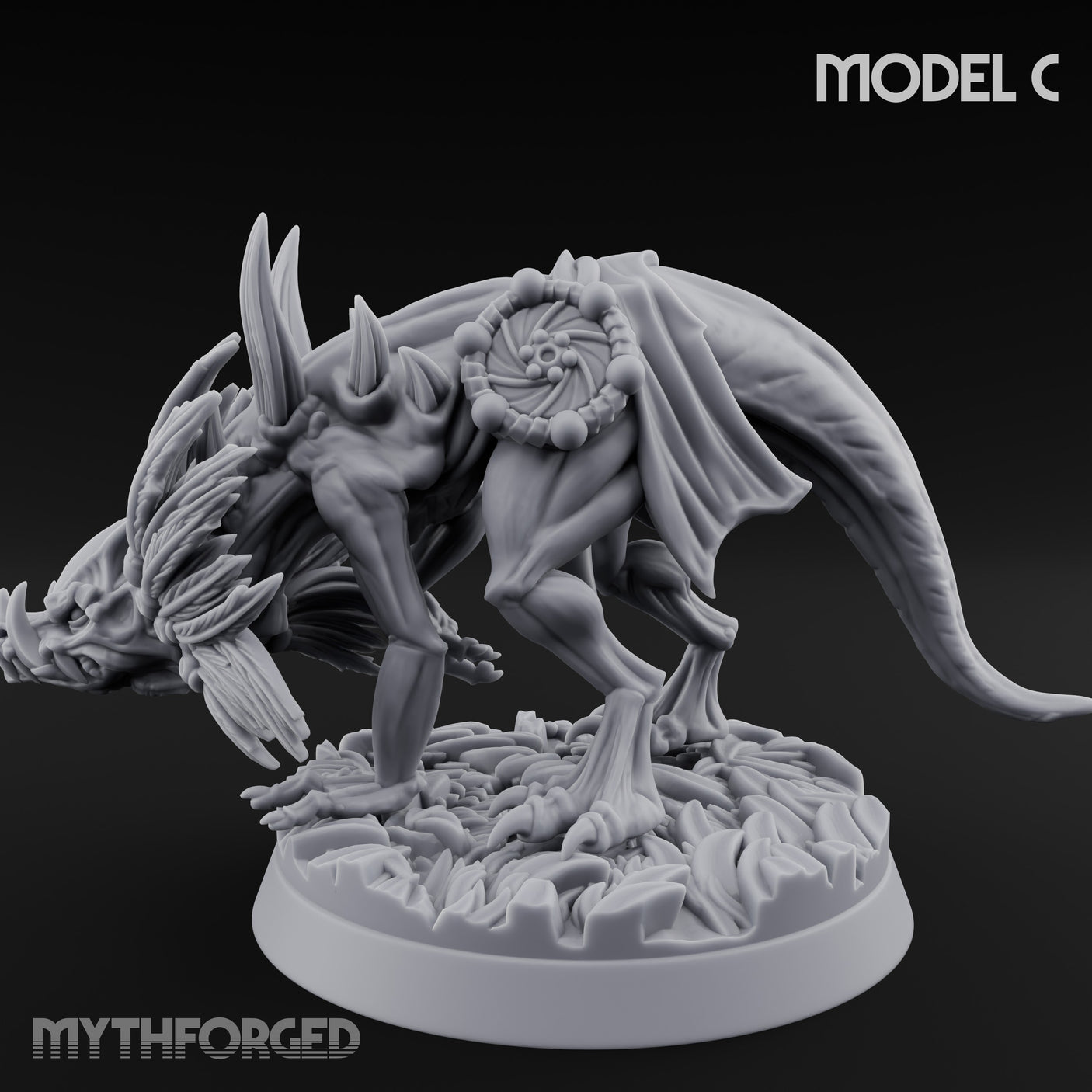 Frill Flaring Raptor Hunter C Miniature for Dungeons and Dragons, Pathfinder or other TTRPGs