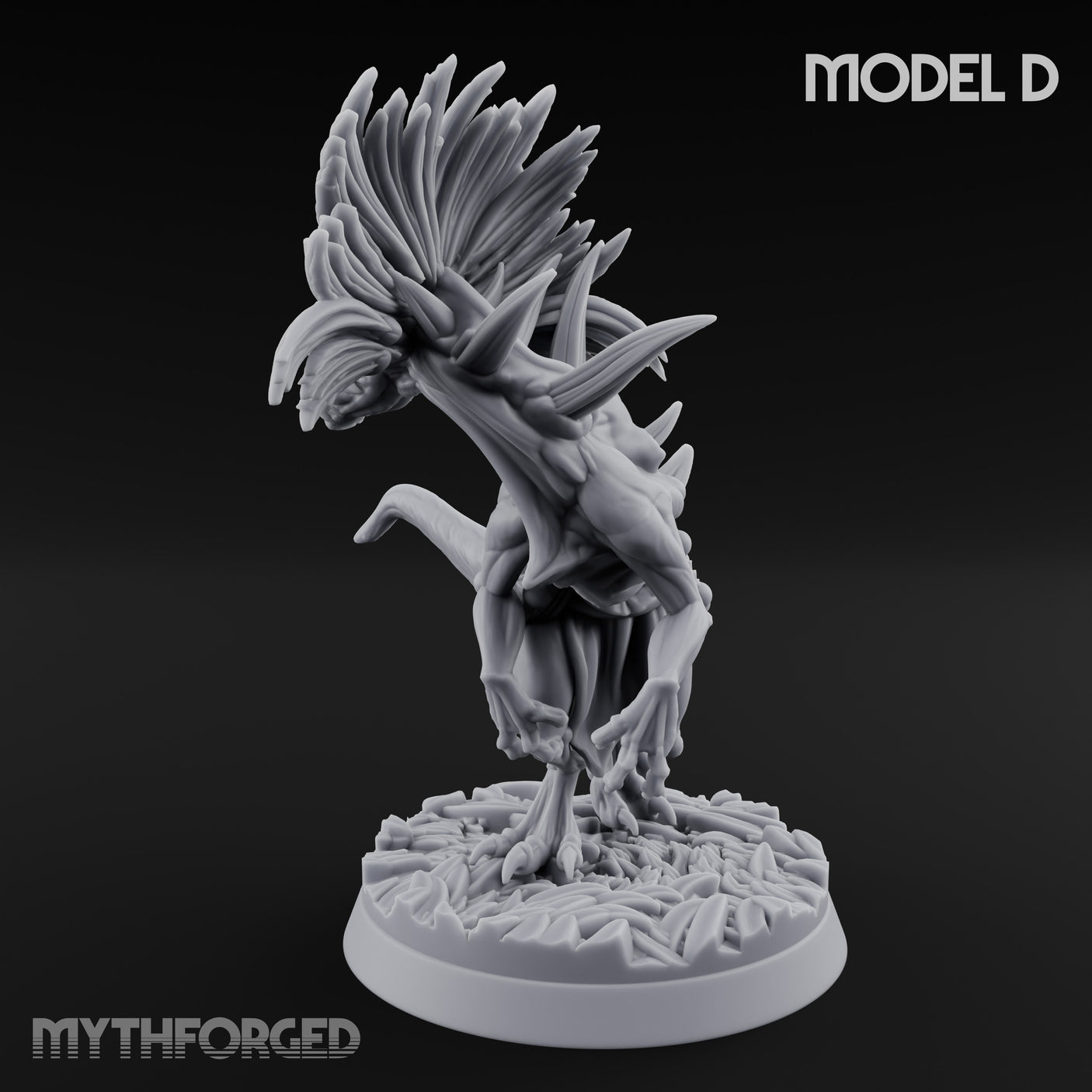 Frill Flaring Raptor Hunter D Miniature for Dungeons and Dragons, Pathfinder or other TTRPGs