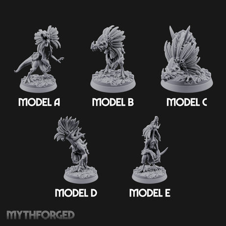 Frill Flaring Raptor Hunters Miniature for Dungeons and Dragons, Pathfinder or other TTRPGs