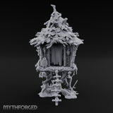 Frond-Thatched Idol-Carved Tribal Treehouse Hut Miniature for Dungeons and Dragons, Pathfinder or other TTRPGs