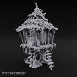 Frond-Thatched Idol-Carved Tribal Treehouse Hut Miniature for Dungeons and Dragons, Pathfinder or other TTRPGs
