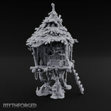 Frond-Thatched Idol-Carved Tribal Treehouse Hut Miniature for Dungeons and Dragons, Pathfinder or other TTRPGs