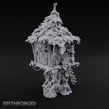 Frond-Thatched Idol-Carved Tribal Treehouse Hut Miniature for Dungeons and Dragons, Pathfinder or other TTRPGs